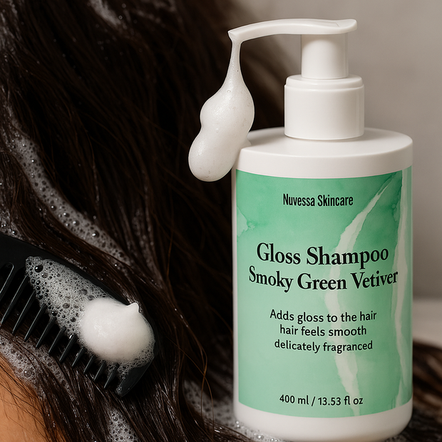 Gloss Shampoo, Smoky Green Vetiver Nuvessa Skincare