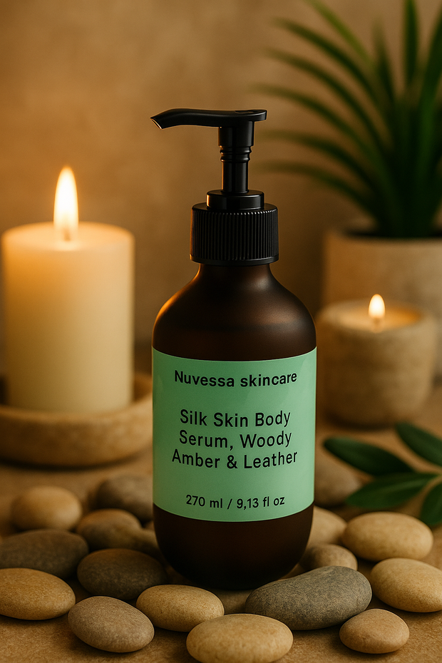 Silk Skin Body Serum, Woody Amber & Leather Nuvessa Skincare